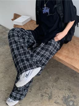 JMPRS Black Women Plaid Pants Casual Oversize Loose Wide Leg Trouser Retro Teens Harajuku Hip-hop All-match Streetwear S - 3XL