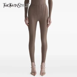 TWOTWINSTYLE Solid Spliced Folds Chic Trousers Female High Waist Slimming Streetwear Minimalist Women's Pants Autumn New Fashion