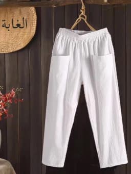 High Waist Cotton Linen Women's Summer Thin Breathable Color Loose Straight Casual Nine Point Pants Trendy Harajuku Style