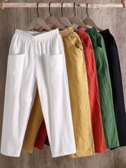 High Waist Cotton Linen Women's Summer Thin Breathable Color Loose Straight Casual Nine Point Pants Trendy Harajuku Style