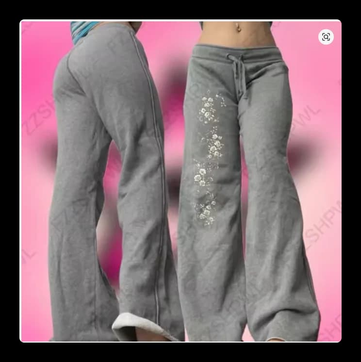 Y2K Pants Flower Streetwear High street Fashion Women Wide leg pants Classic Minimalist Unique Vintage Casual Hip Hop Clothes