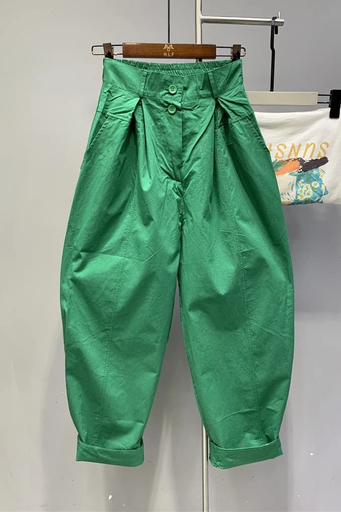 High Waist Loose Fit Harlan Pants Two Buttons Faion Slimming Versatile Casual Cotton Pants Korean Sle Commute Wind