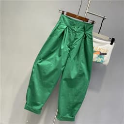 High Waist Loose Fit Harlan Pants Two Buttons Faion Slimming Versatile Casual Cotton Pants Korean Sle Commute Wind