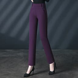 Black Women's High Waist Stretch Suit Pants, Fashion Slim Trousers, Purple Green Brown Pantalones, Asian Size M-6XL