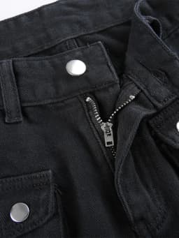 Eyelet Buckle Cyber Punk Goth Baggy Jeans Y2K Woman Techwear Dark Academic Solid E Girl Cargo Pants Denim Gothic Hippie Trousers