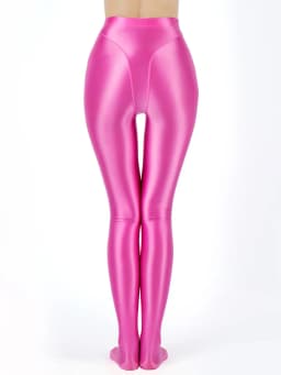 Sexy Women High Waist Sexy Tight Silk Shiny Pencil Pant Oil Glossy Candy Color Smooth Pants Sexy Erotic Lingerie Yoga Leggings