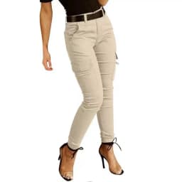 2026 New Woman Work Trousers Spring Autumn Casual Multi-Pocket Tight Foot Trousers Low-waist Button Solid Color Women's Leggings