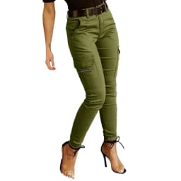2026 New Woman Work Trousers Spring Autumn Casual Multi-Pocket Tight Foot Trousers Low-waist Button Solid Color Women's Leggings