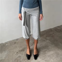 Women Y2K Wrap Waist Tie Sash Capri Pants Solid Low Rise Ruched Bandage Cropped Lantern Trousers Soft Modal Loose Jogger Pants