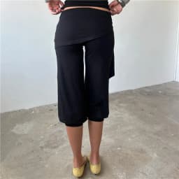Women Y2K Wrap Waist Tie Sash Capri Pants Solid Low Rise Ruched Bandage Cropped Lantern Trousers Soft Modal Loose Jogger Pants