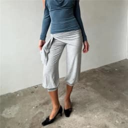 Women Y2K Wrap Waist Tie Sash Capri Pants Solid Low Rise Ruched Bandage Cropped Lantern Trousers Soft Modal Loose Jogger Pants