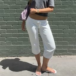 Women Y2K Low Waist Capri Sweatpants Drawstring Elastic Waist 3/4 Length Cropped Pants Loose Fit Casual Streetwear Loungewear