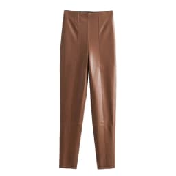 HH 2024 Women's Faux Leather Pants High Waist Straight Leg Trousers Fashion Female Streetwear Stylish Stretch Pencil Pants