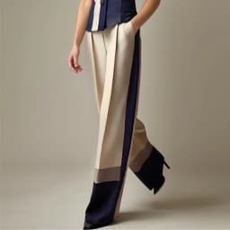 Kristarsgirl Women’s Striped Wide-leg Trousers 2025 Spring Fall Stylish Vintage High-waisted Contrast Color Pants for Female