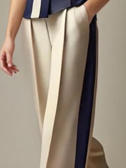Kristarsgirl Women’s Striped Wide-leg Trousers 2025 Spring Fall Stylish Vintage High-waisted Contrast Color Pants for Female