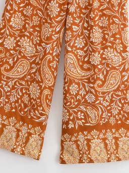 Vintage Chic Women Floral Print Wide Leg Bohemian Happie Pants Ladies Sashes Loose Rayon Boho Long Pant Oversize