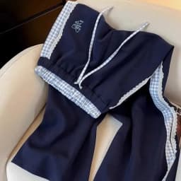 Fashion Plaid Women Pants Korean Lace Patchwork Bow Print High Waist Casual Trouser Loose All Match Chic Straight Sweatpants