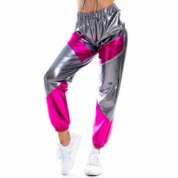 Shiny Glittery Street Hip-hop Party Sparkly Long Pants Loose Casual Sports Trousers Green Gold Silver Black Optional for Women