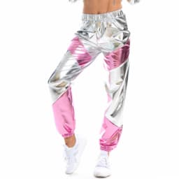 Shiny Glittery Street Hip-hop Party Sparkly Long Pants Loose Casual Sports Trousers Green Gold Silver Black Optional for Women