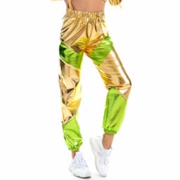 Shiny Glittery Street Hip-hop Party Sparkly Long Pants Loose Casual Sports Trousers Green Gold Silver Black Optional for Women