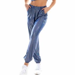 Shiny Glittery Street Hip-hop Party Sparkly Long Pants Loose Casual Sports Trousers Green Gold Silver Black Optional for Women