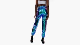 Shiny Glittery Street Hip-hop Party Sparkly Long Pants Loose Casual Sports Trousers Green Gold Silver Black Optional for Women