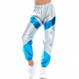 Shiny Glittery Street Hip-hop Party Sparkly Long Pants Loose Casual Sports Trousers Green Gold Silver Black Optional for Women