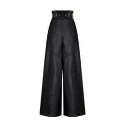 CM.YAYA Women Fashion Faux Leather High Waist Wide Leg Loose Pants Sashes Zipper 2025 Spring Party Casual Street PU Trousers