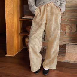 Y2K Vintage Women Girls Striped Plaid Pants Wide Leg Gingham Lounge Pants High Waist Striped Print Pajama Trousers Pants