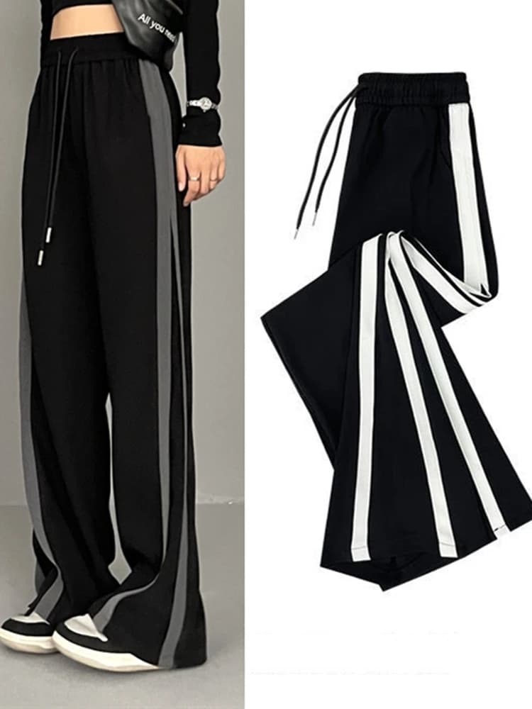 Slimming Straight Leg Pants for Women Spring Summer New Style plus Size Casual Wide Leg Sports Trousers for Students High Wai...