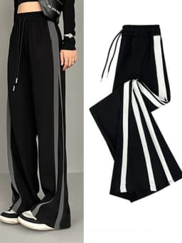 Slimming Straight Leg Pants for Women Spring Summer New Style plus Size Casual Wide Leg Sports Trousers for Students High Wai...