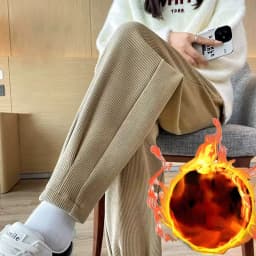 Autumn Winter New Thickened Warm Harem Pants Women Versatile Casual Loose Corduroy Pants Lady Elastic Waist Plus Velvet Trousers