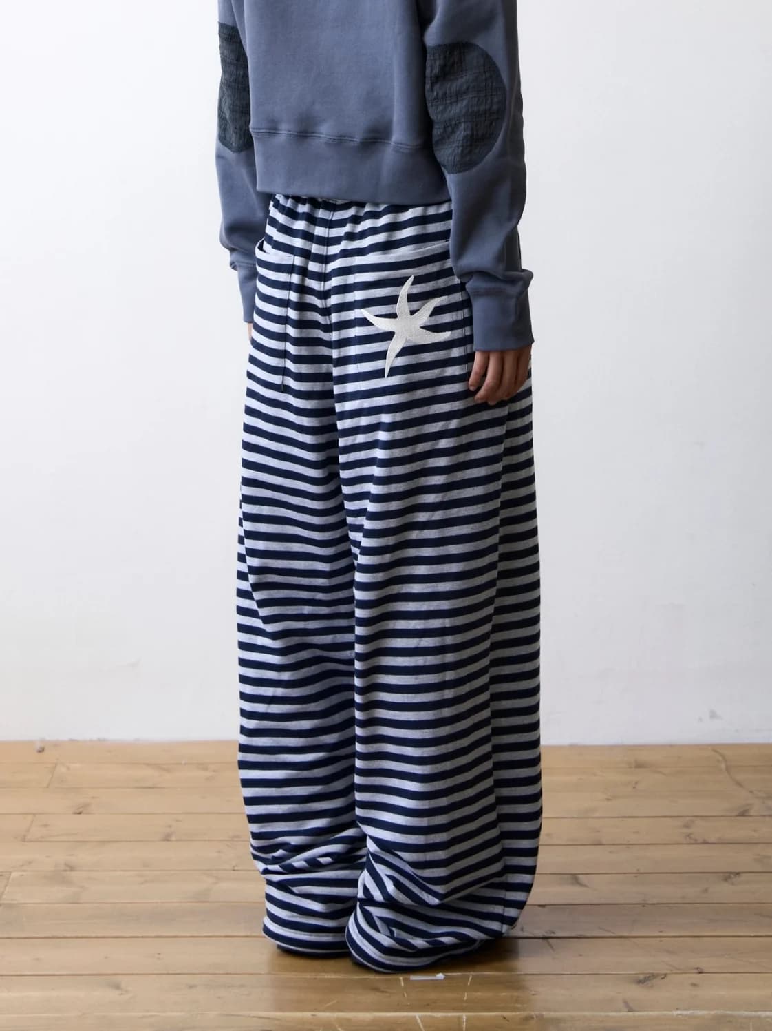 Unique SEI Street Style Korean Lazy Star Embroidery Striped Sweatpants Casual Slimming Sports Long Trousers for Women