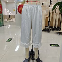 Women Coquette Lace Trim Capri Pants Elastic Waist Loose Wide Leg Mid Calf Culottes Vintage Cottagecore Loungewear Sleep Bottoms