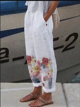 New Fashion Cotton Linen Women Pant Loose Elastic Waist Wide Leg Pants Spring Summer Casual Work Wear Trousers