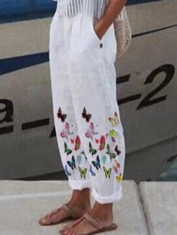 New Fashion Cotton Linen Women Pant Loose Elastic Waist Wide Leg Pants Spring Summer Casual Work Wear Trousers