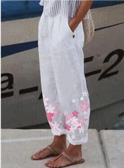New Fashion Cotton Linen Women Pant Loose Elastic Waist Wide Leg Pants Spring Summer Casual Work Wear Trousers