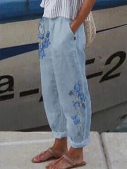 New Fashion Cotton Linen Women Pant Loose Elastic Waist Wide Leg Pants Spring Summer Casual Work Wear Trousers