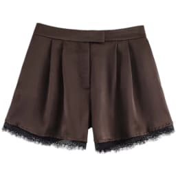 Spring Summer 2026 New Casual Lace Trim Satin Shorts Women's Versatile mid Waist All Match Short Pants Elegant Fashionable