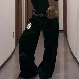 Hip Hop Grey Pants Loose Casual Sweatpants Wide Leg Pants for Women