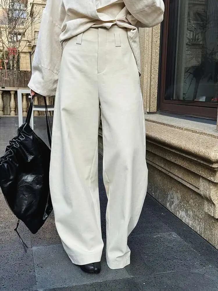 [LANMREM] Office Lady Suit Wide Leg Pants For Women High Waist Solid Color Female Casual Trousers 2025 Spring New 26Z1277