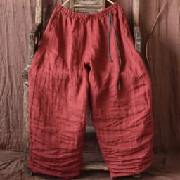 Johnature Women Vintage Loose Spring Wide Leg Pants Elastic Waist Linen Trouser 2025 New Solid Color Bandage Women Long Pants