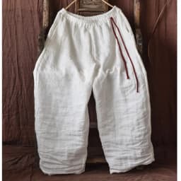 Johnature Women Vintage Loose Spring Wide Leg Pants Elastic Waist Linen Trouser 2025 New Solid Color Bandage Women Long Pants