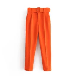 2025 Fashion Multicolor Suit Trousers Women's Casual Pants Spring Summer High-waist Sashes Lady Slim Ankle-length Straight Pants