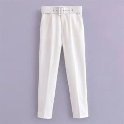 2025 Fashion Multicolor Suit Trousers Women's Casual Pants Spring Summer High-waist Sashes Lady Slim Ankle-length Straight Pants