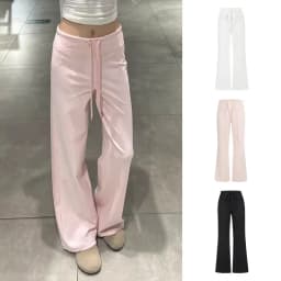 MosesQueen Pink Straight Leg Casual Sports Pants Women Summer Drapey Slimming Thin Wide Leg Long Trousers Sporty Style
