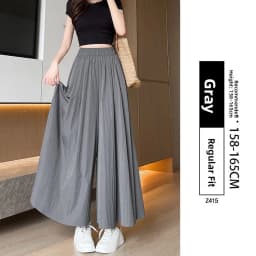 High Waist A-Line Skirt Wide Leg Pants Ice Silk Summer New Style Women's Clothing Commute Style Color Polyester Nylon