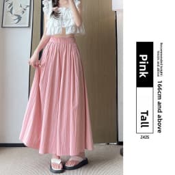 High Waist A-Line Skirt Wide Leg Pants Ice Silk Summer New Style Women's Clothing Commute Style Color Polyester Nylon