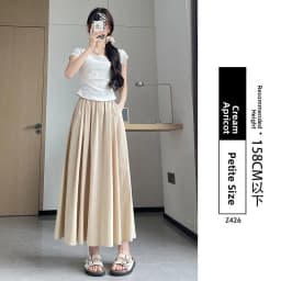 High Waist A-Line Skirt Wide Leg Pants Ice Silk Summer New Style Women's Clothing Commute Style Color Polyester Nylon