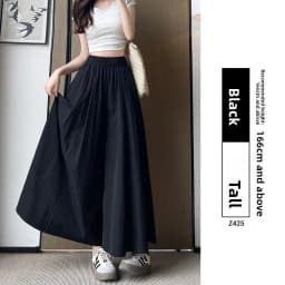 High Waist A-Line Skirt Wide Leg Pants Ice Silk Summer New Style Women's Clothing Commute Style Color Polyester Nylon